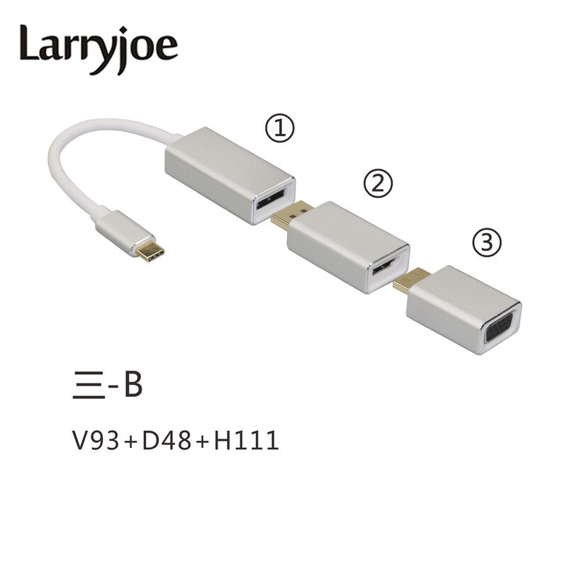 Larryjoe All in 1 Usb C 3.1  C-̴ DP   4k - HDTV ̺ VGA HDMI-Macbook Pro ȣȯ